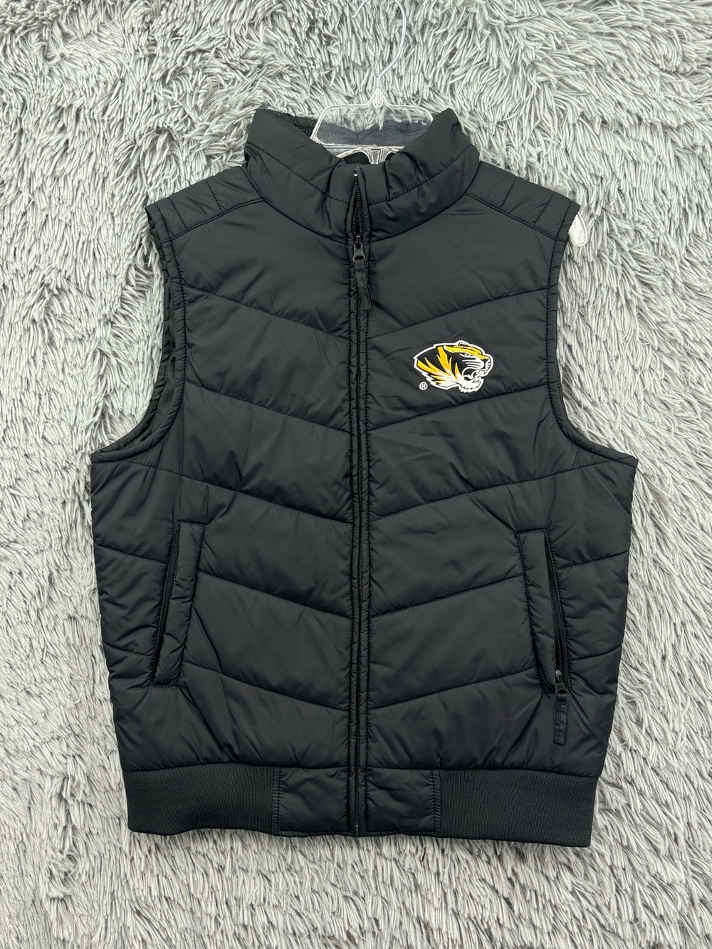 Mizzou Tigers Quilted Puffer Vest Womens Medium Black Gold Football Missouri